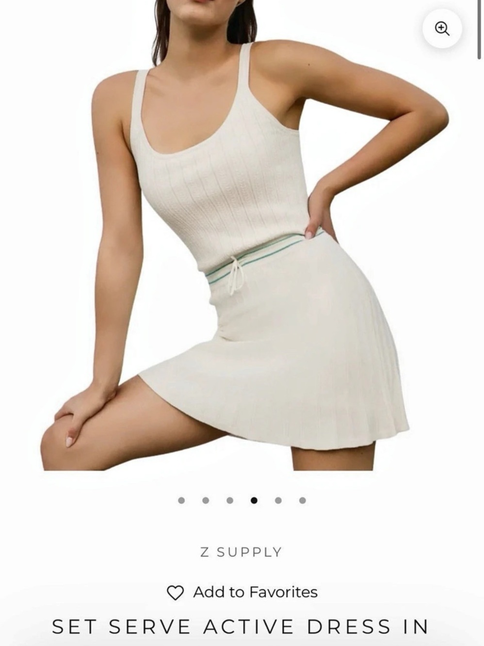 Z Supply Set Serve Active Dress Knit Mini in White Size Large